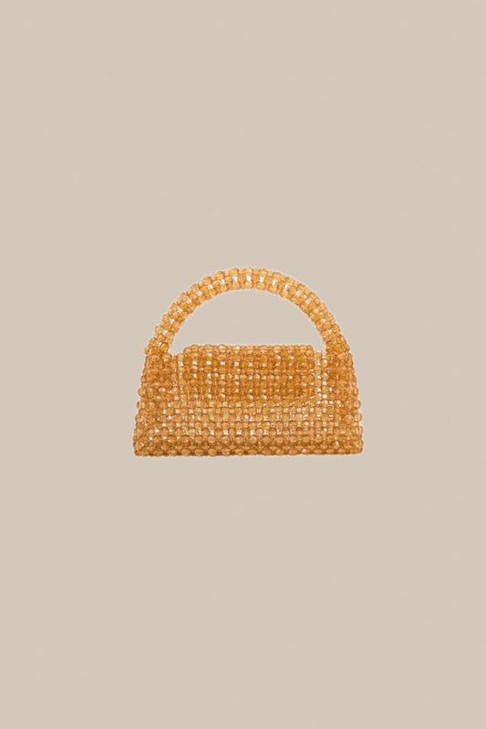 Sherry Small Beaded Top Handle Bag in Citrine